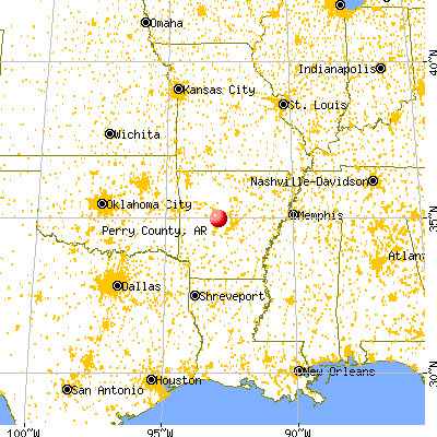 Perry County, AR map from a distance
