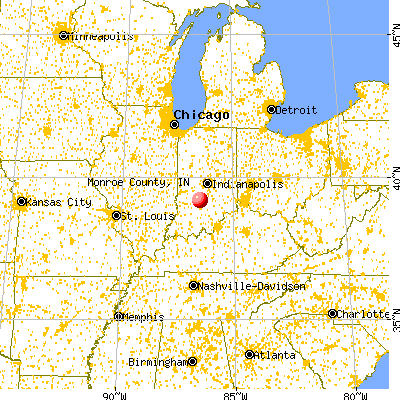 Monroe County, IN map from a distance