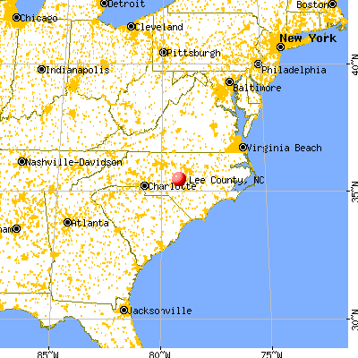 Lee County, NC map from a distance