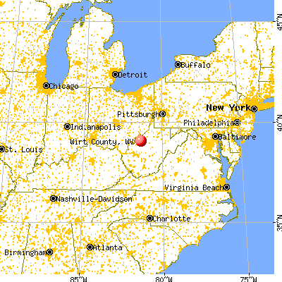 Wirt County, WV map from a distance