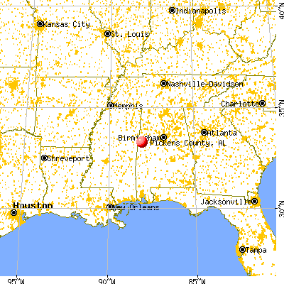 Pickens County, AL map from a distance