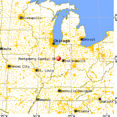 Montgomery County, IN map from a distance