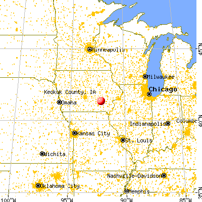 Keokuk County, IA map from a distance