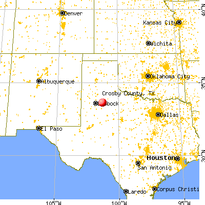 Crosby County, TX map from a distance