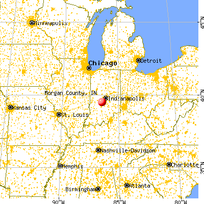 Morgan County, IN map from a distance