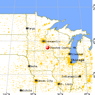 Olmsted County, MN map from a distance