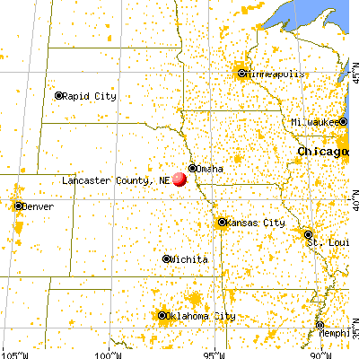 Lancaster County, NE map from a distance
