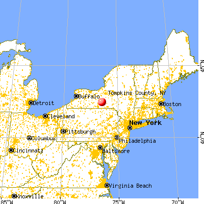 Tompkins County, NY map from a distance