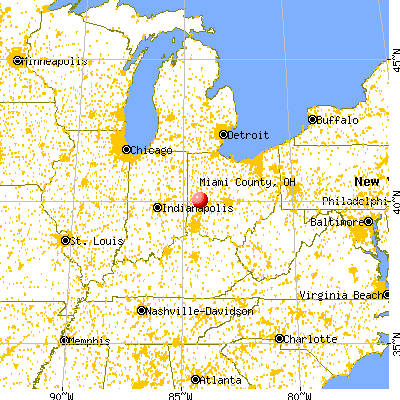 Miami County, OH map from a distance
