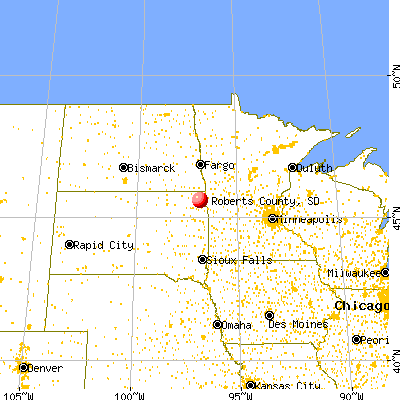 Roberts County, SD map from a distance