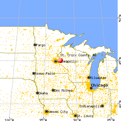 St. Croix County, WI map from a distance