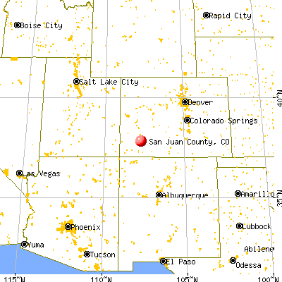 San Juan County, CO map from a distance