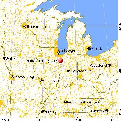 Newton County, IN map from a distance