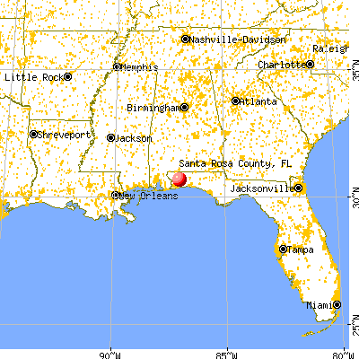 Santa Rosa County, FL map from a distance