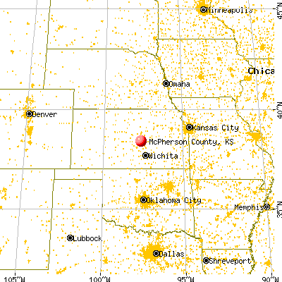 McPherson County, KS map from a distance