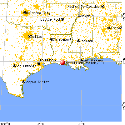 Vermilion Parish, LA map from a distance