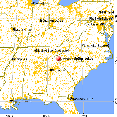Macon County, NC map from a distance
