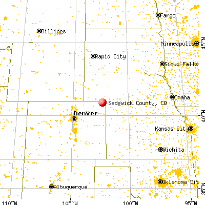 Sedgwick County, CO map from a distance