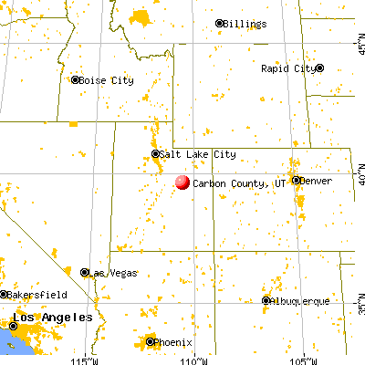 Carbon County, UT map from a distance