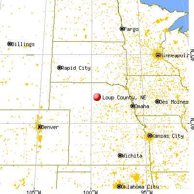 Loup County, NE map from a distance