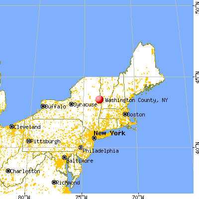 Washington County, NY map from a distance