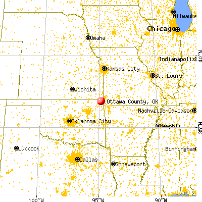 Ottawa County, OK map from a distance