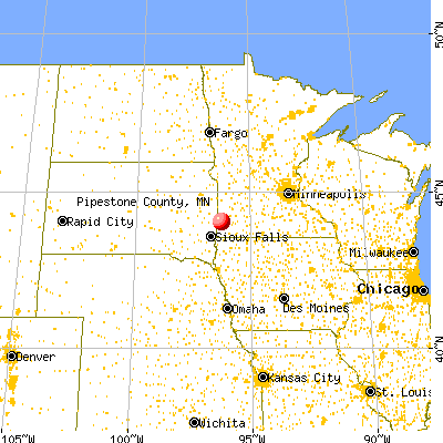 Pipestone County, MN map from a distance