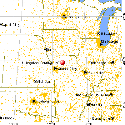 Livingston County, MO map from a distance