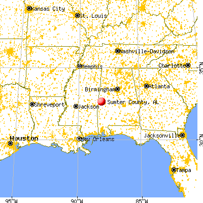 Sumter County, AL map from a distance