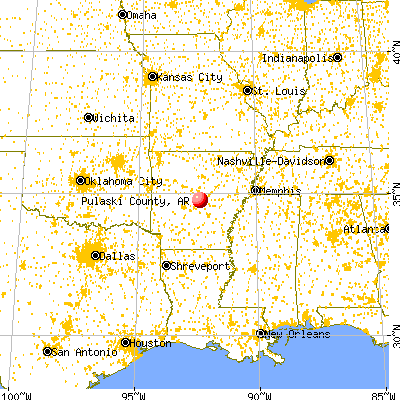 Pulaski County, AR map from a distance