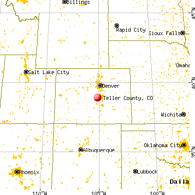 Teller County, CO map from a distance