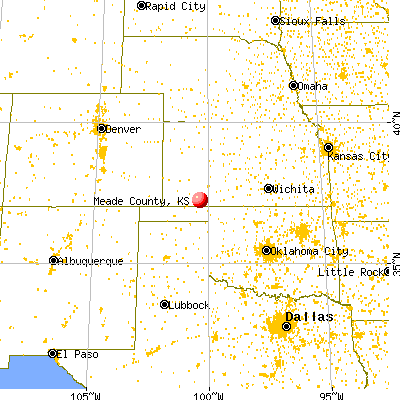 Meade County, KS map from a distance