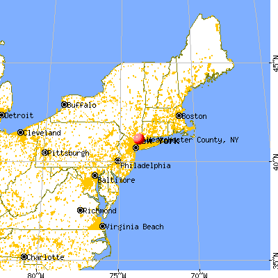 Westchester County, NY map from a distance