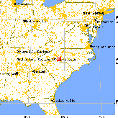 Mecklenburg County, NC map from a distance