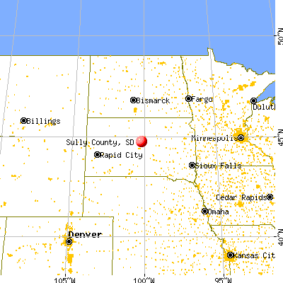Sully County, SD map from a distance