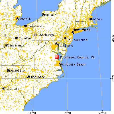 Middlesex County, VA map from a distance