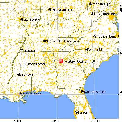 Fulton County, GA map from a distance