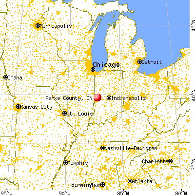 Parke County, IN map from a distance