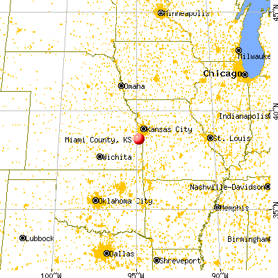 Miami County, KS map from a distance