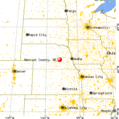 Merrick County, NE map from a distance
