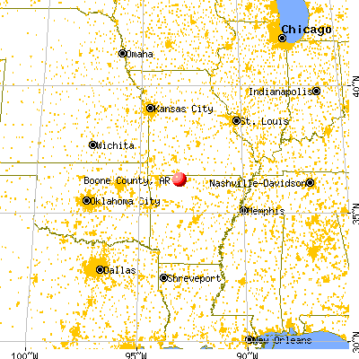 Boone County, AR map from a distance
