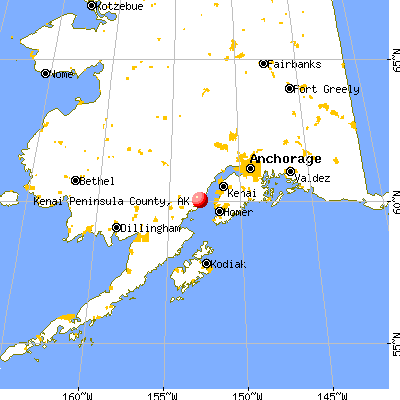 Kenai Peninsula Borough, AK map from a distance