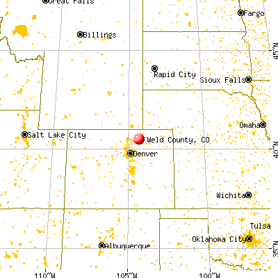 Weld County, CO map from a distance