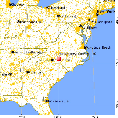 Montgomery County, NC map from a distance