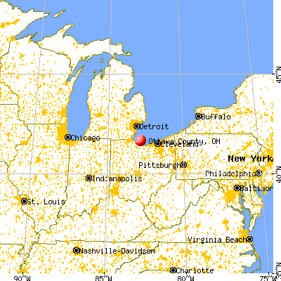 Ottawa County, OH map from a distance