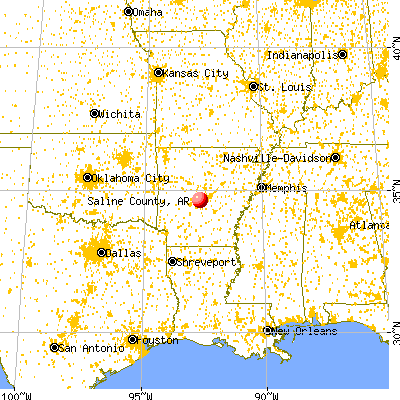 Saline County, AR map from a distance
