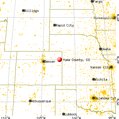 Yuma County, CO map from a distance
