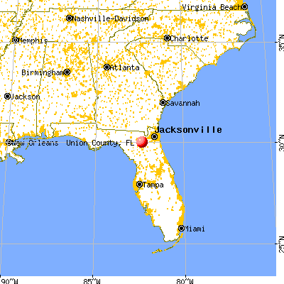 Union County, FL map from a distance