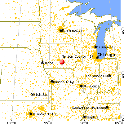 Marion County, IA map from a distance