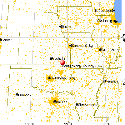Montgomery County, KS map from a distance